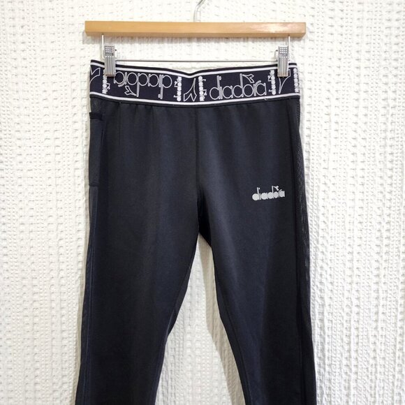 Vintage Diadora Women's Black Athletic Leggings Running Tech Tights Size Small - Picture 8 of 14